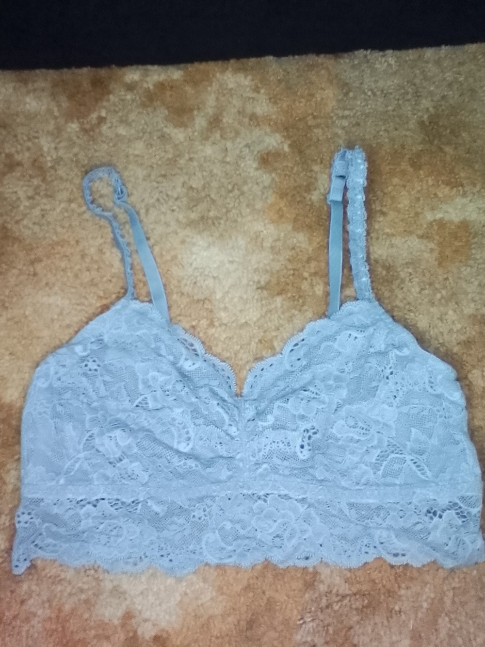 PINK Lace Bralette with Adjustable Straps - Light Blue Large